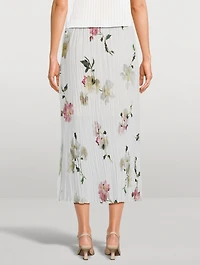 Pleated Midi Skirt Wilted Peony Print