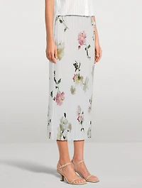 Pleated Midi Skirt Wilted Peony Print