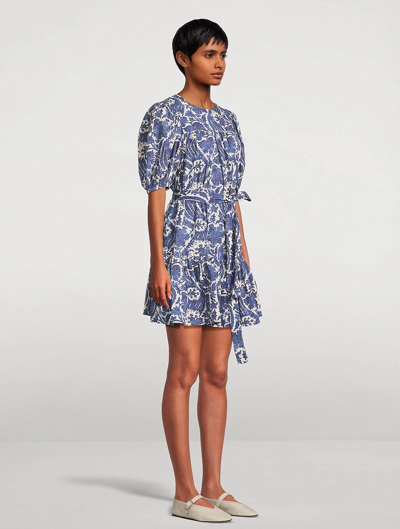 Rosalie Belted Mini Dress Floral Print