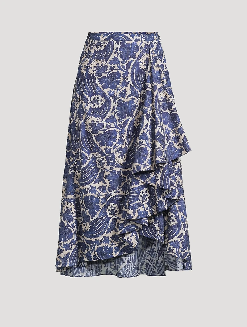 Sabina Ruffled Midi Skirt Floral Print