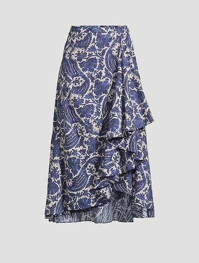Sabina Ruffled Midi Skirt Floral Print