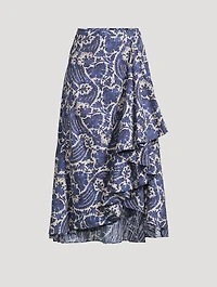Sabina Ruffled Midi Skirt Floral Print