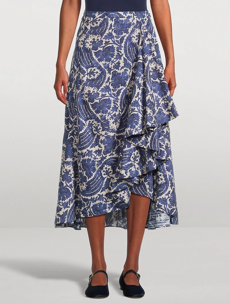Sabina Ruffled Midi Skirt Floral Print