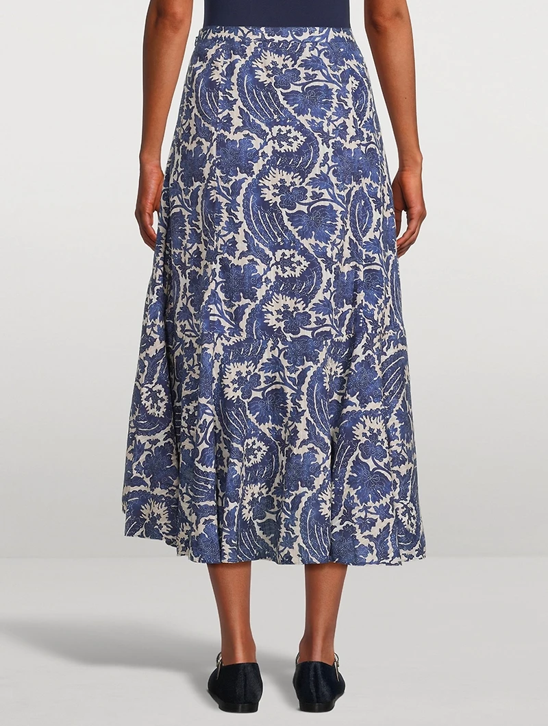 Sabina Ruffled Midi Skirt Floral Print
