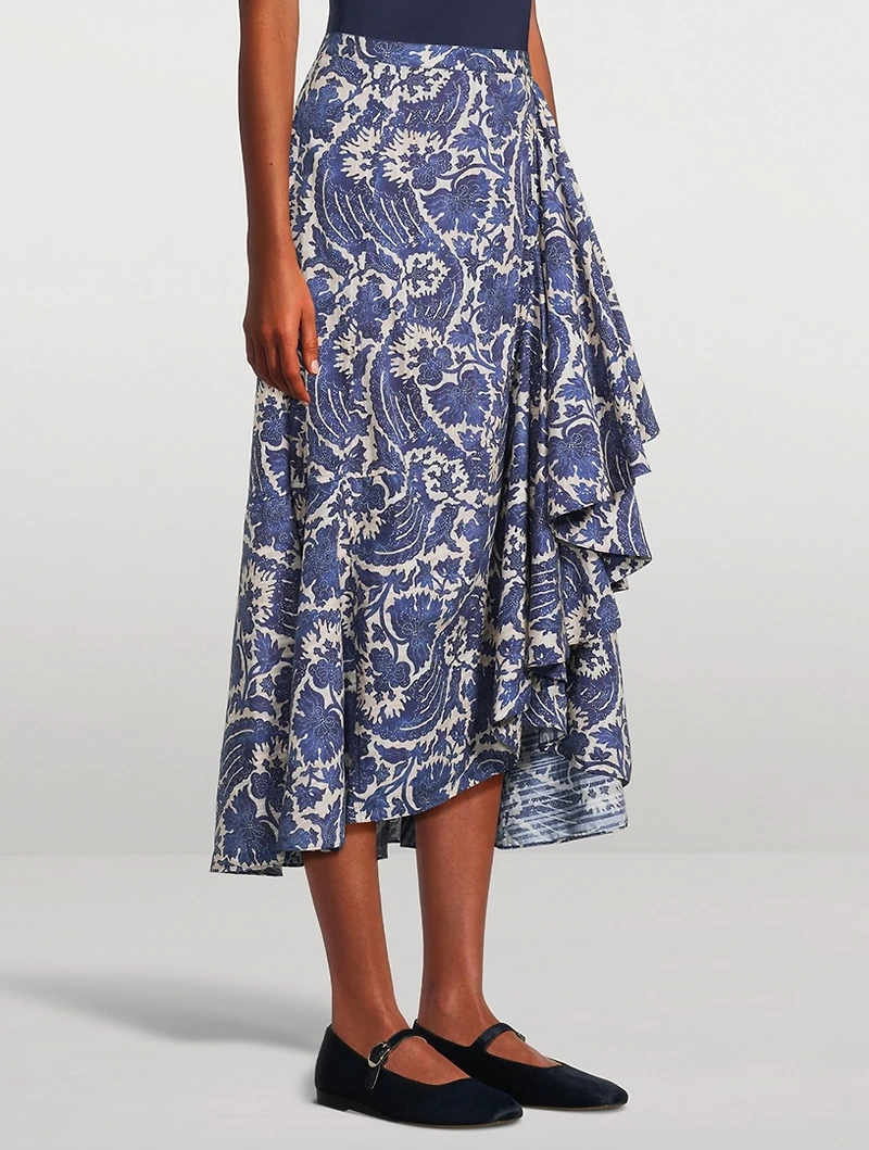 Sabina Ruffled Midi Skirt Floral Print