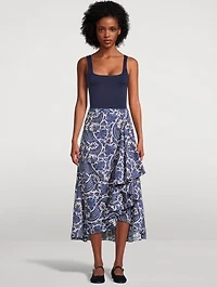 Sabina Ruffled Midi Skirt Floral Print