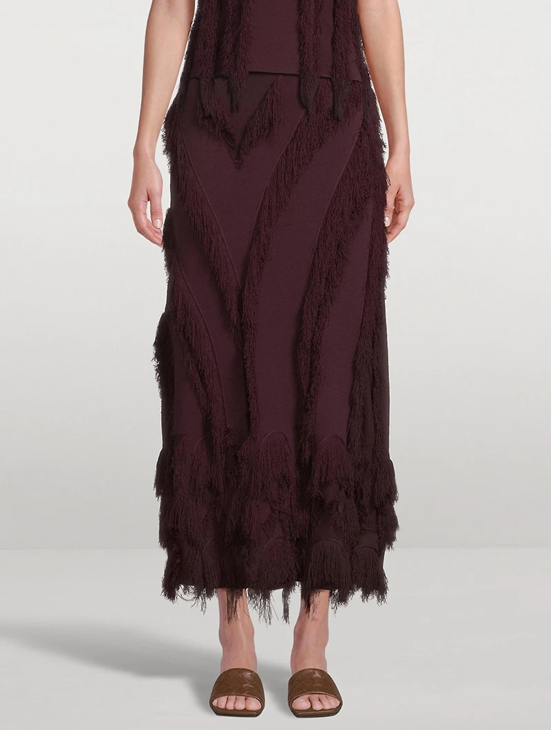 Astrid Fringe Knit Maxi Skirt