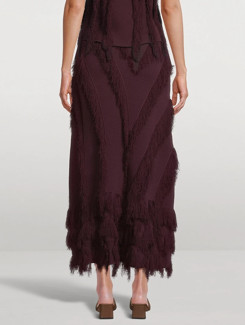 Astrid Fringe Knit Maxi Skirt