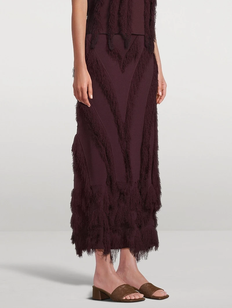 Astrid Fringe Knit Maxi Skirt