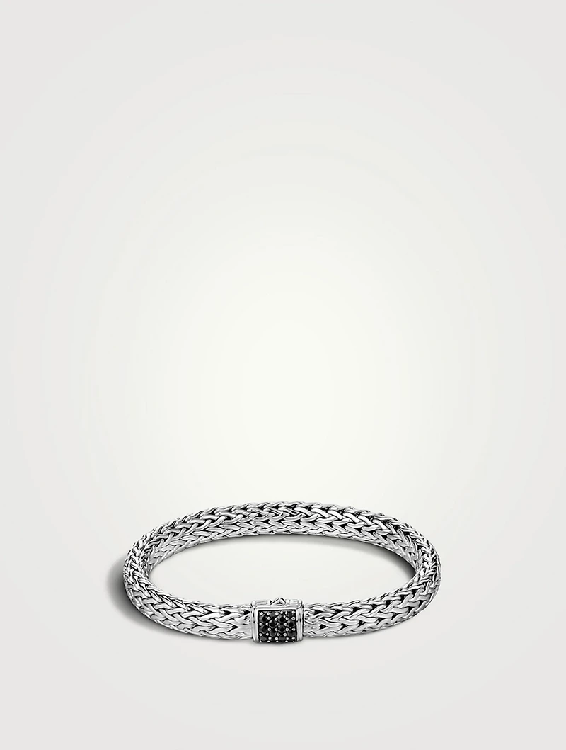 Icon 7.5mm Classic Chain Bracelet With Pavé Black Sapphire