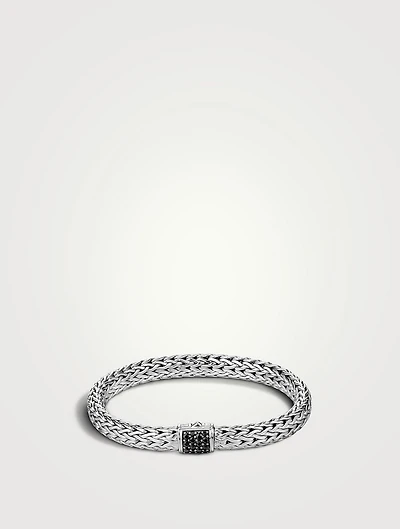 Icon 7.5mm Classic Chain Bracelet With Pavé Black Sapphire