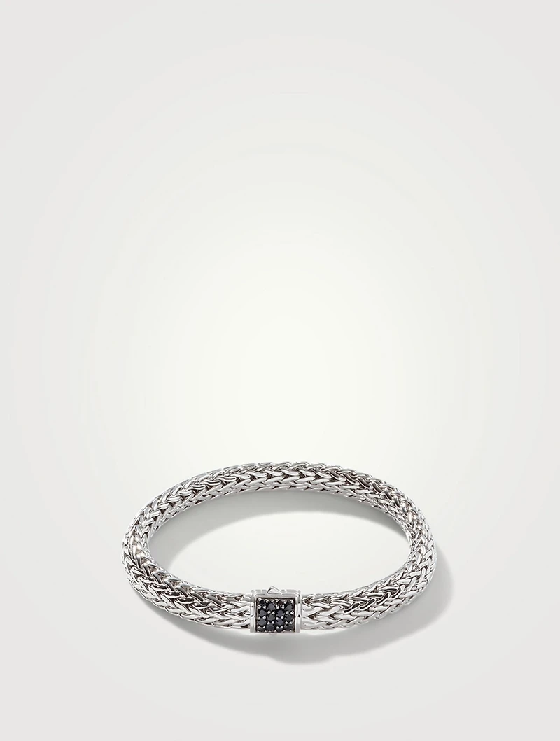 Icon 7.5mm Classic Chain Bracelet With Pavé Black Sapphire