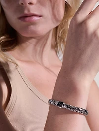 Icon 7.5mm Classic Chain Bracelet With Pavé Black Sapphire
