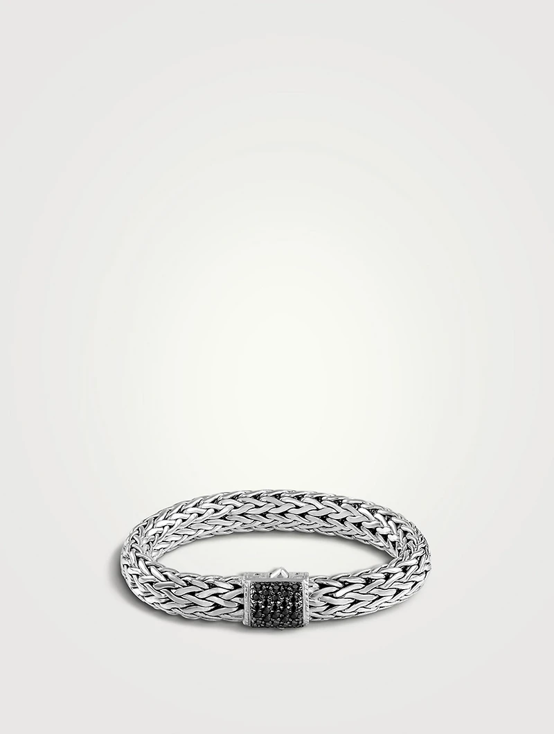 Large Icon Bracelet With Black Sapphire