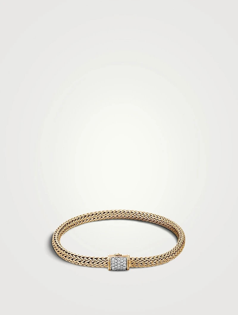 XS Icon 18K Gold Bracelet With Pavé Diamonds