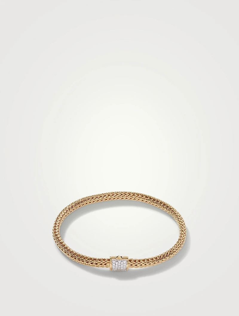 XS Icon 18K Gold Bracelet With Pavé Diamonds