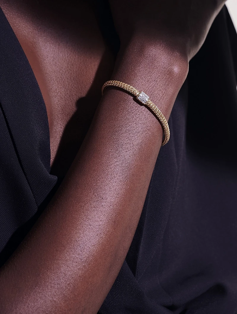 XS Icon 18K Gold Bracelet With Pavé Diamonds