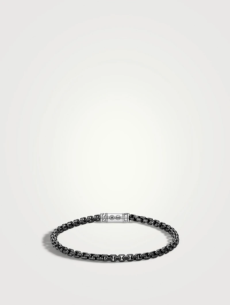 Dark Sterling Silver Box Chain Bracelet