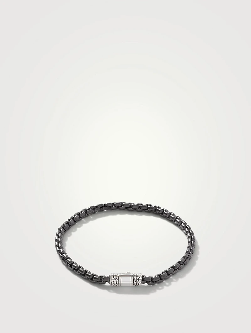 Dark Sterling Silver Box Chain Bracelet