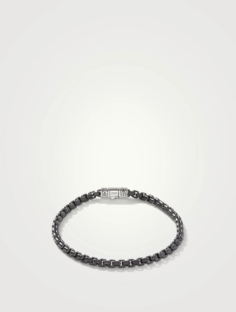 Dark Sterling Silver Box Chain Bracelet