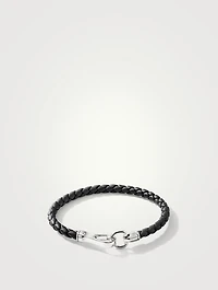 Sterling Silver And Leather Hook Clasp Bracelet