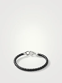 Sterling Silver And Leather Hook Clasp Bracelet