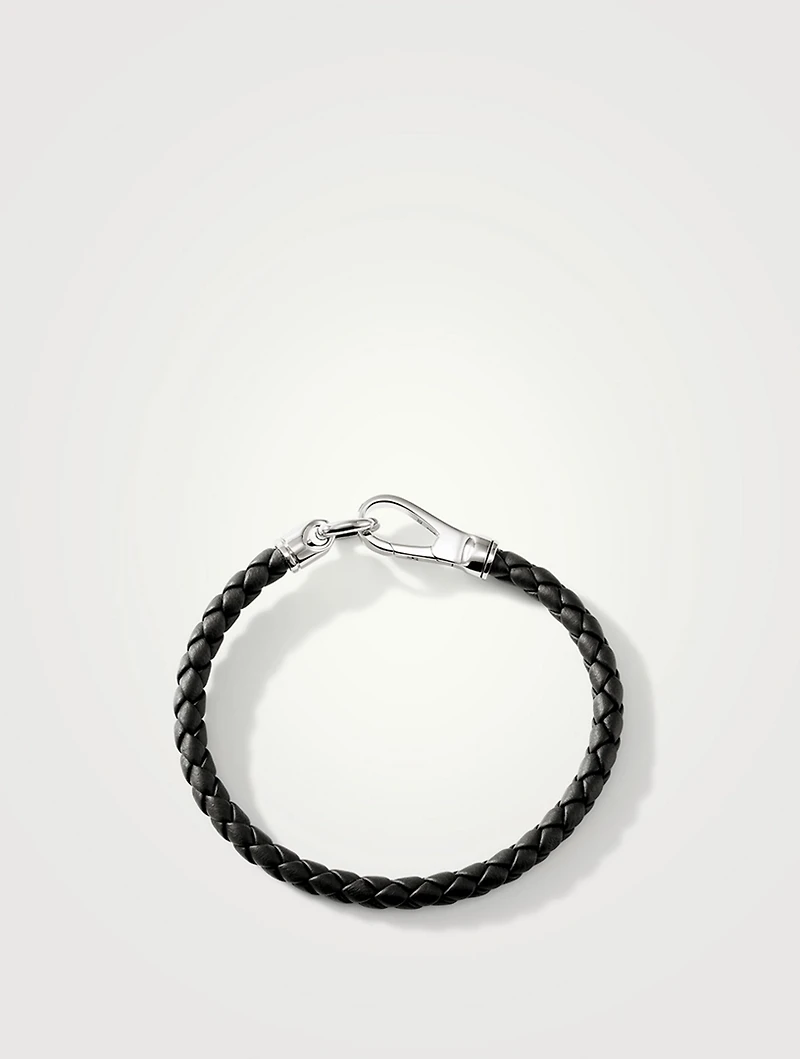 Sterling Silver And Leather Hook Clasp Bracelet