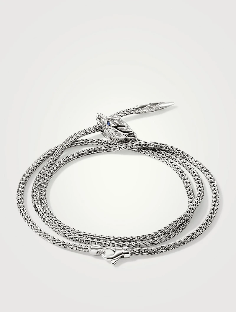 Naga Triple Wrap 2.5mm Necklace With Blue Sapphire