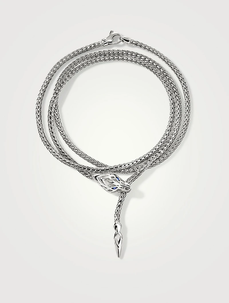 Naga Triple Wrap 2.5mm Necklace With Blue Sapphire