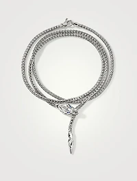 Naga Triple Wrap 2.5mm Necklace With Blue Sapphire