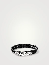 Naga Leather And Sterling Silver Wrap Bracelet With Blue Sapphire