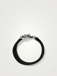 Naga Leather And Sterling Silver Wrap Bracelet With Blue Sapphire