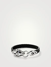 Naga Leather And Sterling Silver Bracelet With Blue Sapphire