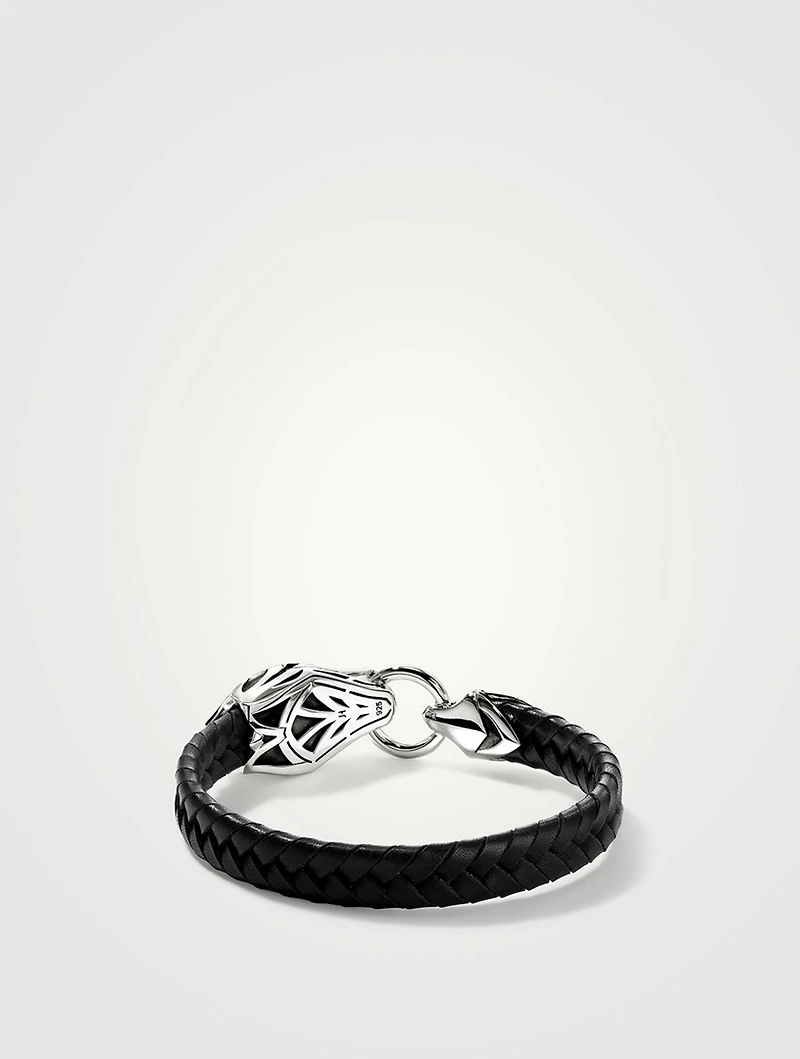 Naga Leather And Sterling Silver Bracelet With Blue Sapphire