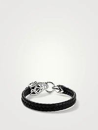 Naga Leather And Sterling Silver Bracelet With Blue Sapphire