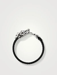 Naga Leather And Sterling Silver Bracelet With Blue Sapphire