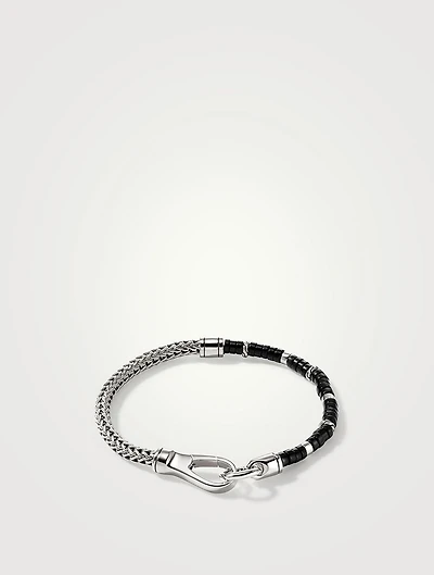 Sterling Silver Heishi Chain Bracelet With Gemstones