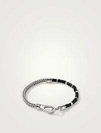 Sterling Silver Heishi Chain Bracelet With Gemstones