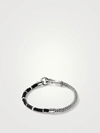 Sterling Silver Heishi Chain Bracelet With Gemstones