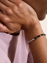 Sterling Silver Heishi Chain Bracelet With Gemstones