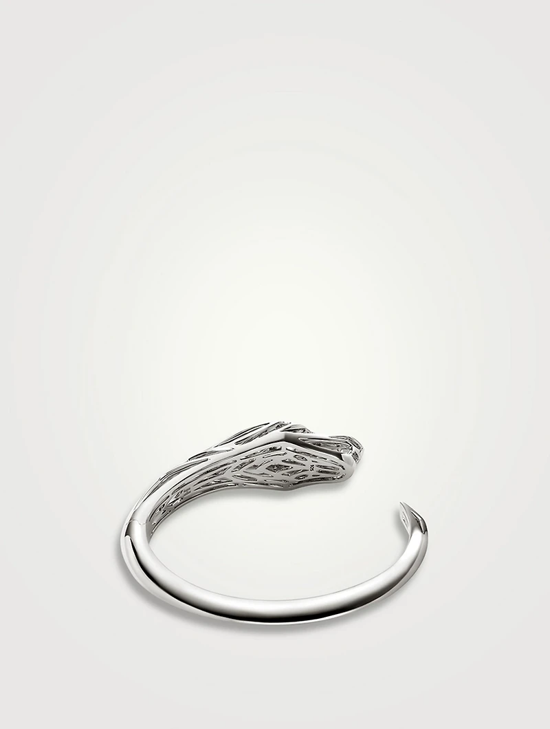 Naga Cuff Bracelet With Pavé Diamonds And Blue Sapphire