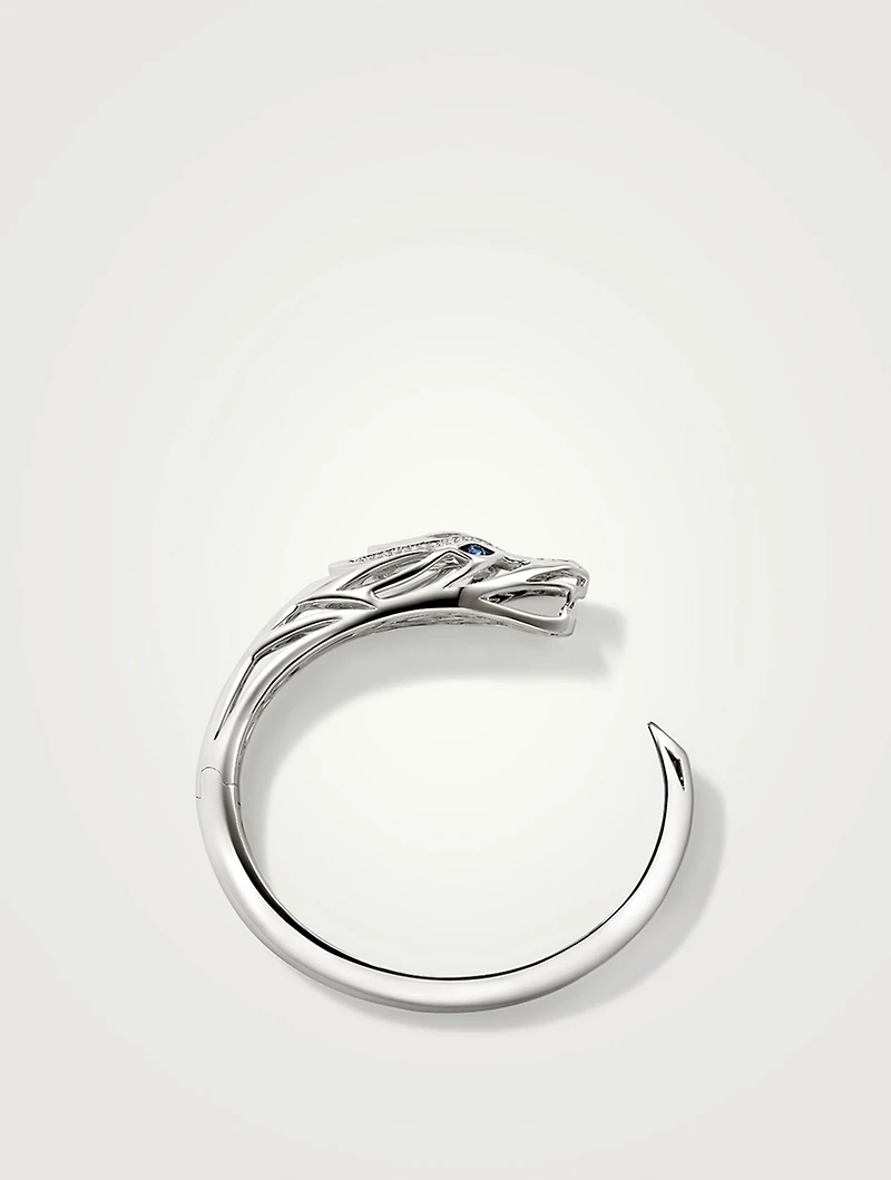 Naga Cuff Bracelet With Pavé Diamonds And Blue Sapphire