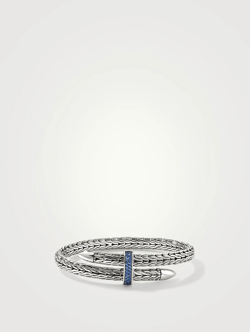 Spear Blue 5.5mm Cuff Bracelet With Blue Sapphire