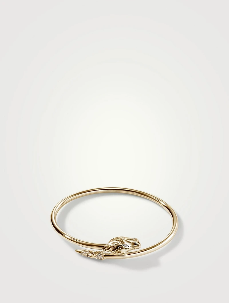 Slim Naga Cuff Bracelet With Pavé Diamonds