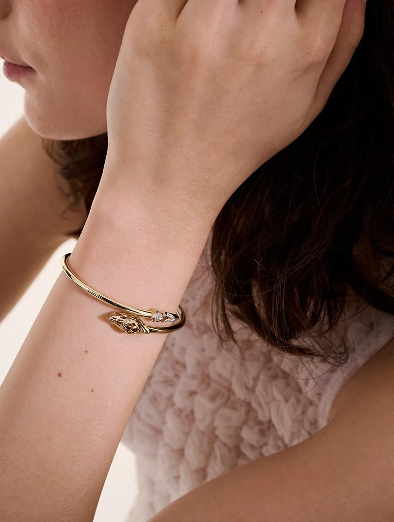 Slim Naga Cuff Bracelet With Pavé Diamonds