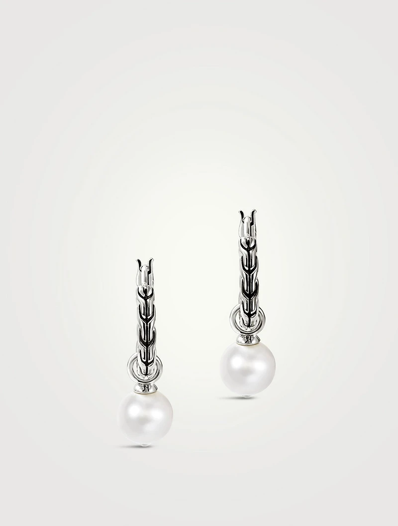 JH Essentials Sterling Silver Hoop Earrings With Pearls