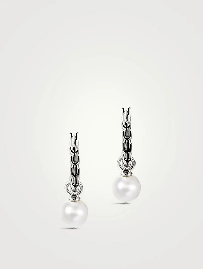 JH Essentials Sterling Silver Hoop Earrings With Pearls
