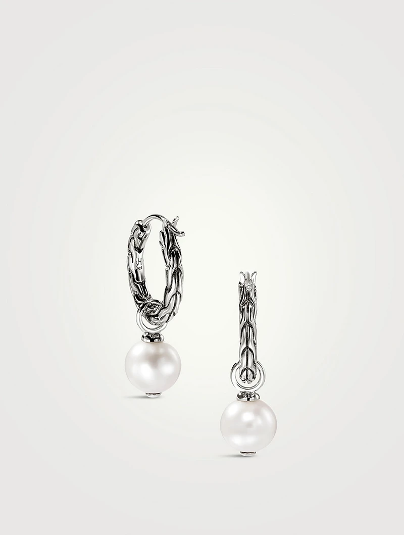 JH Essentials Sterling Silver Hoop Earrings With Pearls