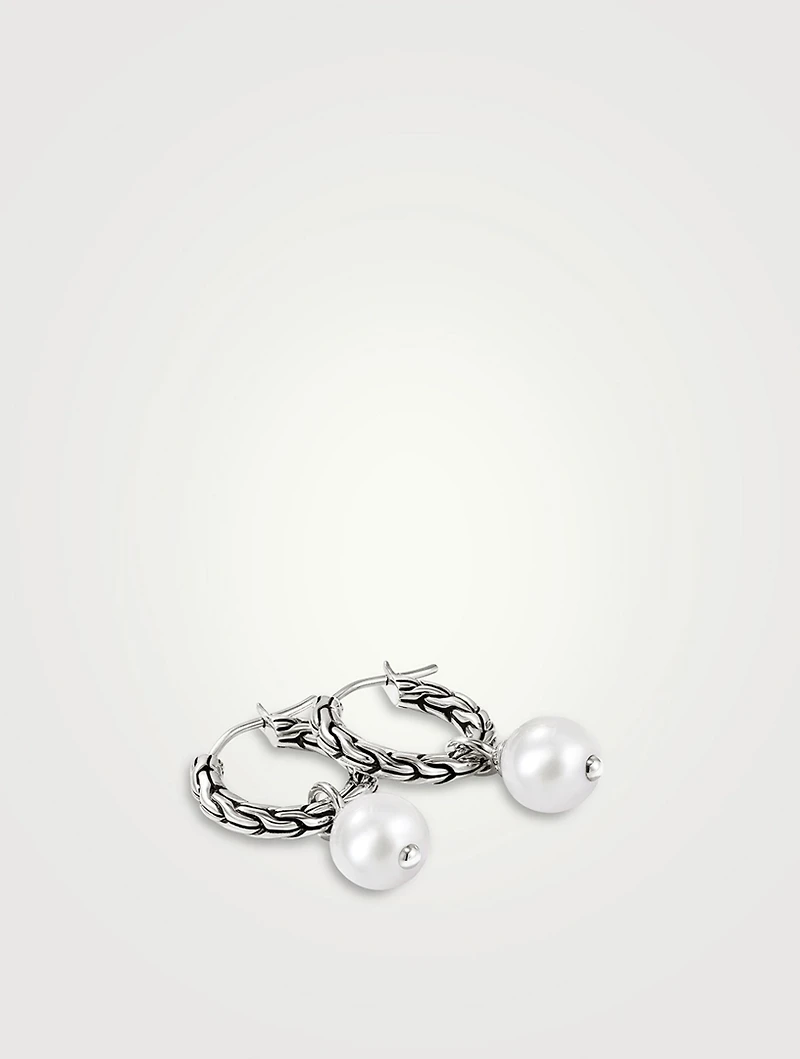 JH Essentials Sterling Silver Hoop Earrings With Pearls