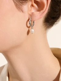 JH Essentials Sterling Silver Hoop Earrings With Pearls